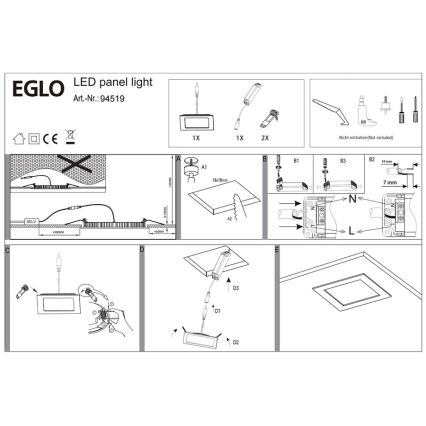 Eglo 94519 - LED indbygningslampe FUEVA 1 LED/2,7W/230V