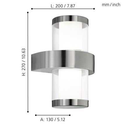 Eglo - Udendørs væglys 2xLED/3,7W/230V IP44