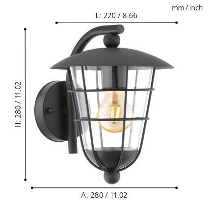 Eglo - LED udendørslampe 1xE27/8,5W/230V IP44