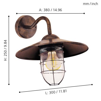 Eglo - Udendørslampe 1xE27/60W/230V IP44