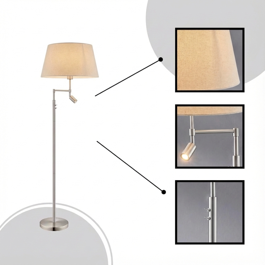 Eglo - Gulvlampe 1xE27/60W + LED/2,1W