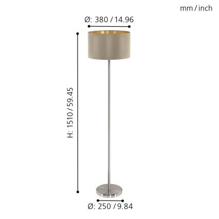 Eglo - Gulvlampe 1xE27/60W/230V taupe