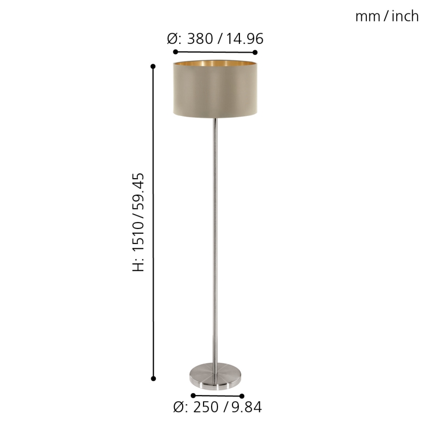 Eglo - Gulvlampe 1xE27/60W/230V taupe