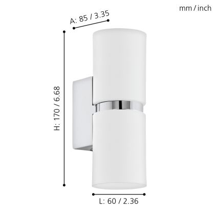 Eglo - LED væglampe 2xGU10-LED/4W/230V