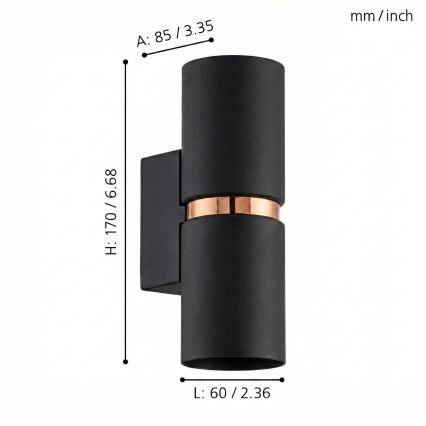Eglo 95371 - LED væglampe PASSA 2xGU10-LED/4W/230V