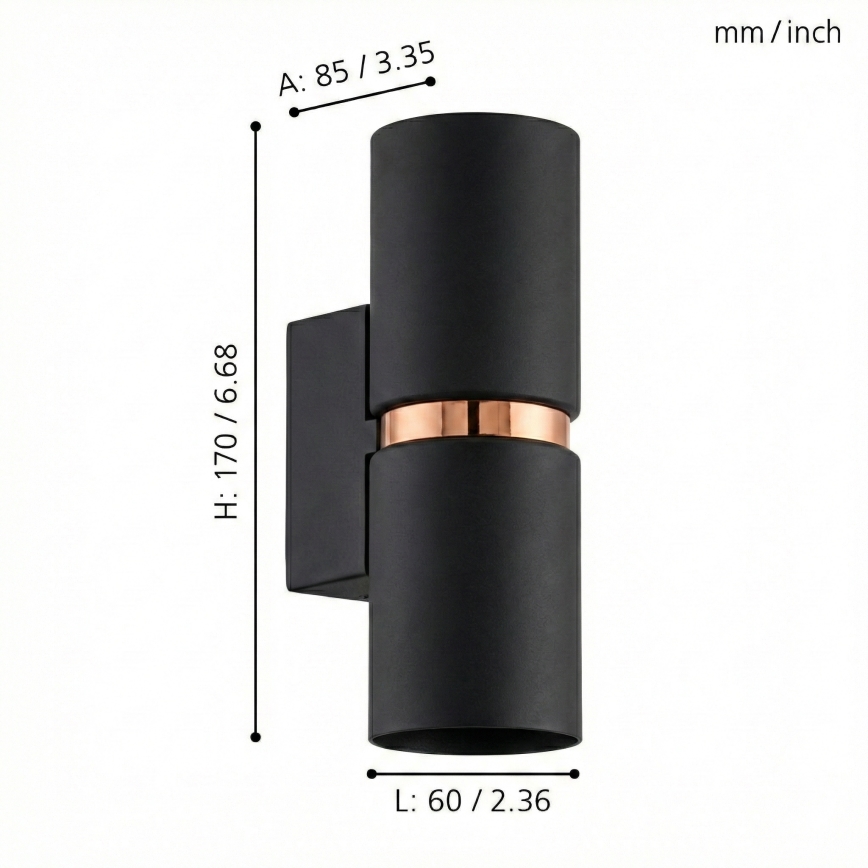 Eglo 95371 - LED væglampe PASSA 2xGU10-LED/4W/230V