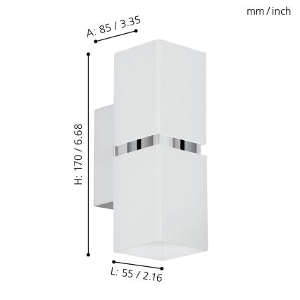Eglo - LED væglampe 2xGU10-LED/4W/230V