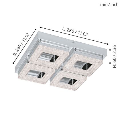 Eglo - LED krystal loftslampe 4xLED/4W/230V