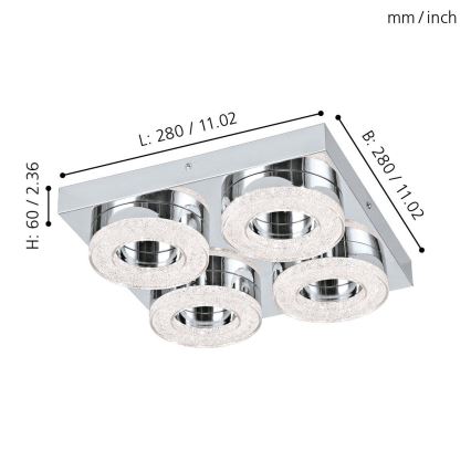 Eglo - LED loftlampe i krystal 4xLED/4W/230V