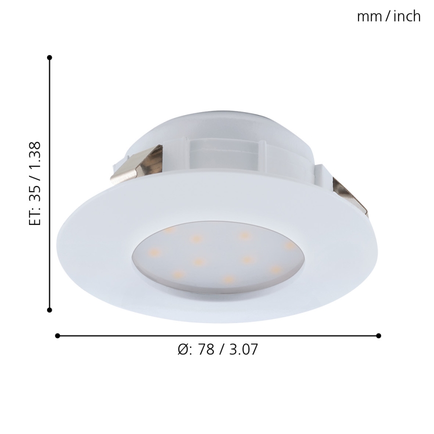 Eglo - SÆT 3x LED indbygningslampe til badeværelse PINEDA 1xLED/4,9W/230V IP44