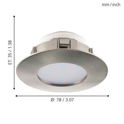 Eglo - 3x LED indbygningslampe PINEDA 1xLED/4,9W/230V