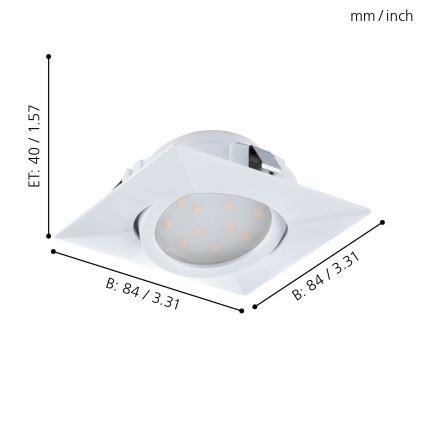 Eglo - LED indbygningsspots 3 stk. PINEDA 1xLED/4,9W/230V