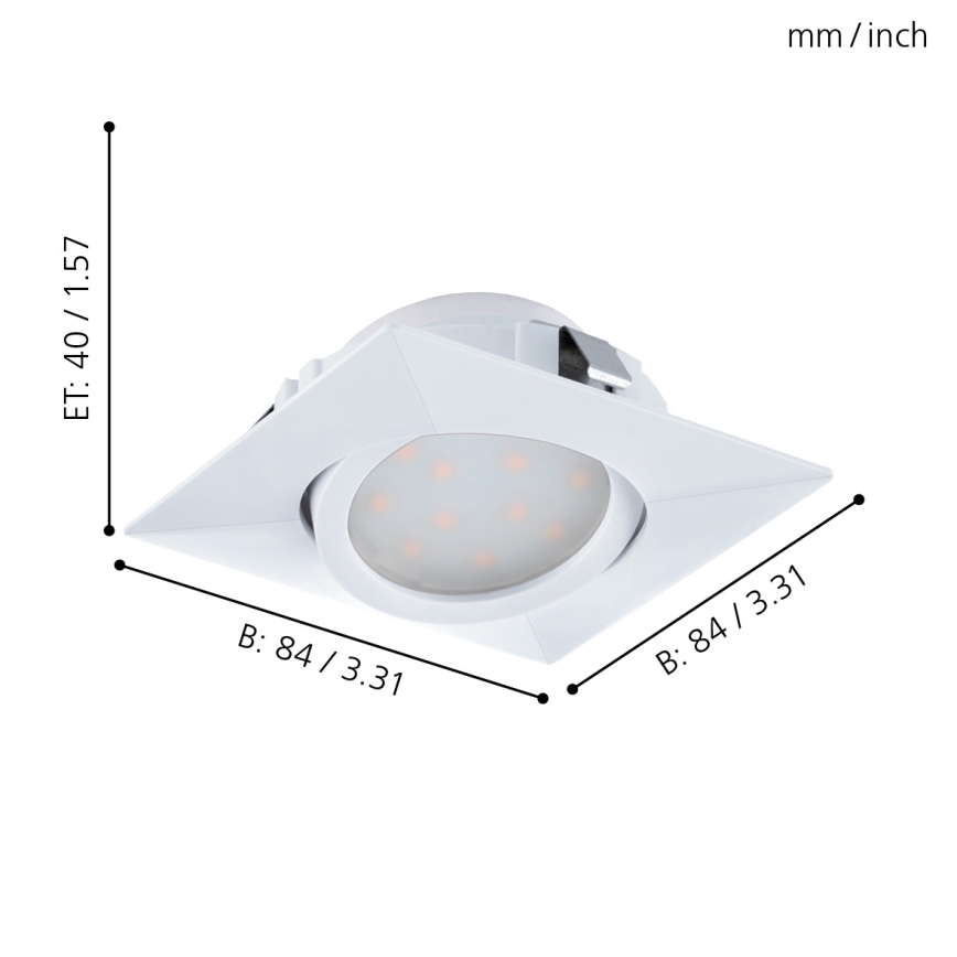 Eglo - LED indbygningsspots 3 stk. PINEDA 1xLED/4,9W/230V
