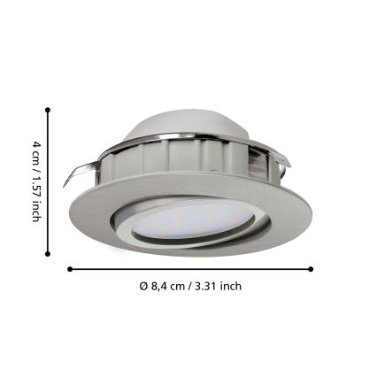 Eglo - 3x LED indbygningsspot PINEDA 1xLED/4,9W/230V