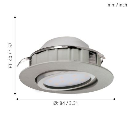 Eglo - 3x LED indbygningsspot PINEDA 1xLED/6W/230V