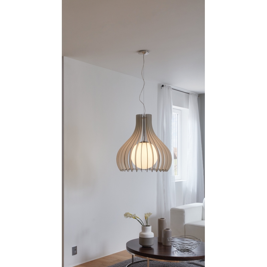 Eglo 96211 - Pendel på kabel TINDORI 1xE27/60W/230V Ø 50 cm hvid