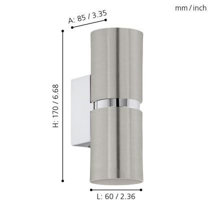 Eglo - LED væglampe 2xGU10/3.3W/230V rund