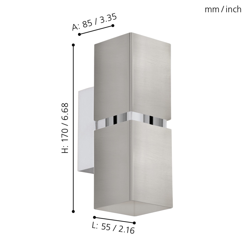 Eglo 96264 - LED-væglampe PASSA 2xGU10/2,8W/230V, firkantet