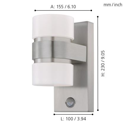 Eglo - Udendørs LED væglampe med sensor 2xLED/6W IP44