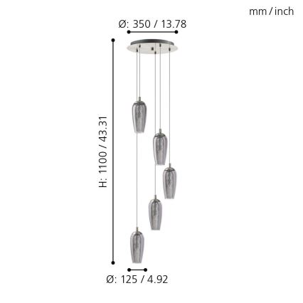 Eglo 96345 - LED lysekrone i en snor FARSALA 5xG9/2,5W/230V