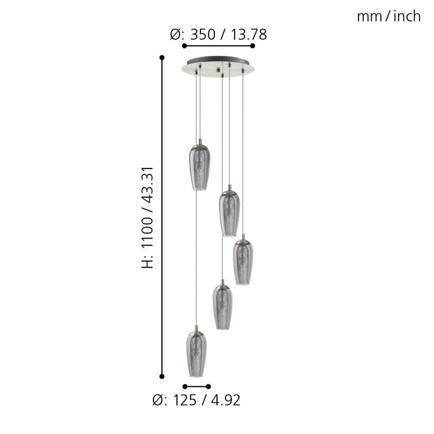 Eglo 96345 - LED lysekrone i en snor FARSALA 5xG9/2,5W/230V