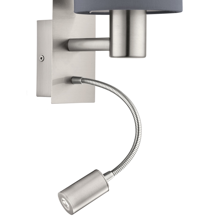 Eglo - LED Fleksibelt armatur 1xE27/40W+LED/3,8W grå