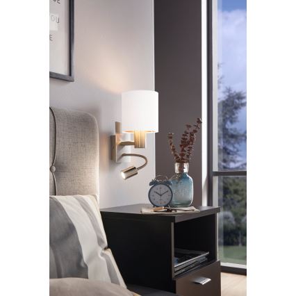 Eglo - LED fleksibel lampe 1xE27/40W/230V + LED/3,8W hvid