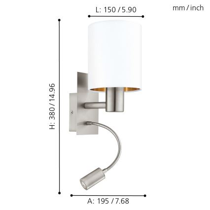 Eglo - LED fleksibel lampe 1xE27/40W/230V + LED/3,8W hvid