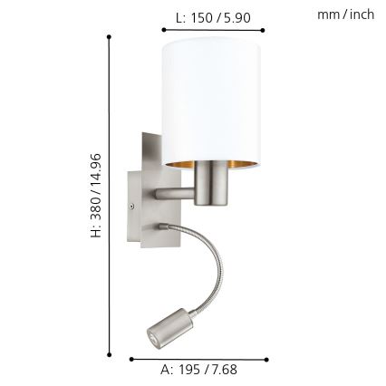 Eglo - LED væglampe 1xE27/40W+LED/3,8W hvid