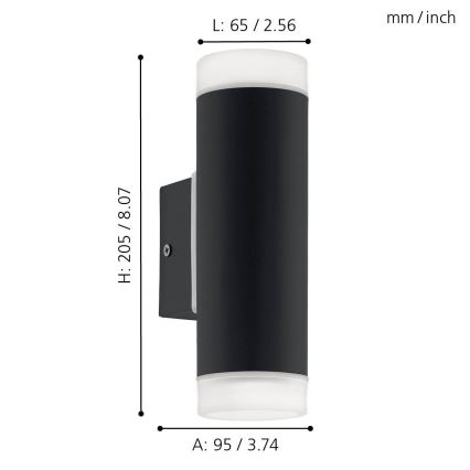 Eglo - Udendørs LED væglampe 2xGU10/5W IP44