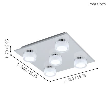 Eglo - LED loftlampe til badeværelse dæmpbar 5xLED/7,2W/ IP44