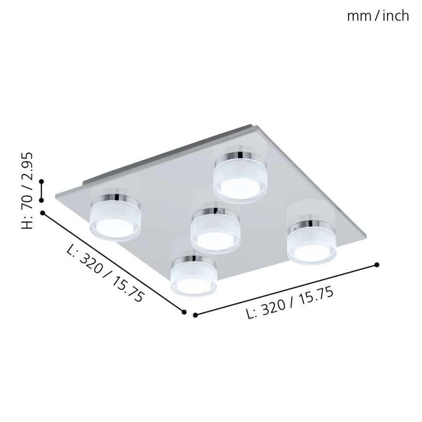 Eglo - LED loftlampe til badeværelse dæmpbar 5xLED/7,2W/ IP44