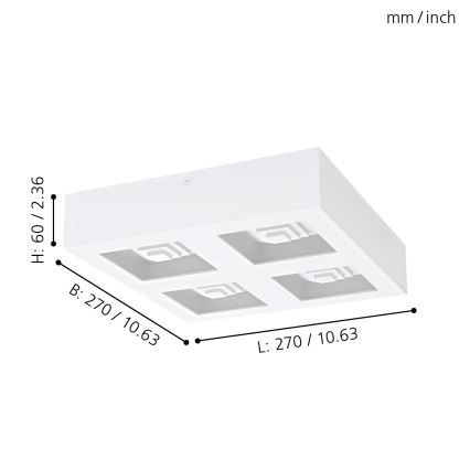 Eglo - LED loftsbelysning 4xLED/6,3W/230V