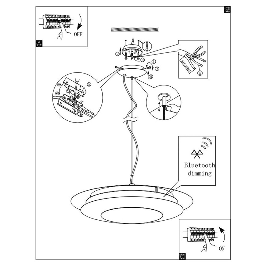 Eglo 96979 - LED RGB pendel MONEVA-C LED/27W/230V