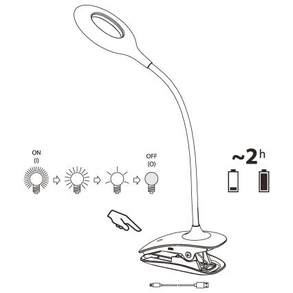 Eglo - dæmpbar LED-lampe med klemme LED/3W/5V 500 mAh hvid