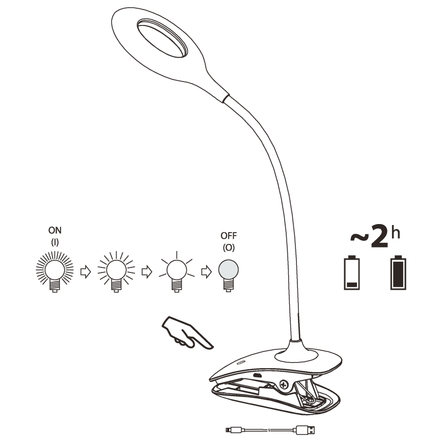 Eglo - dæmpbar LED-lampe med klemme LED/3W/5V 500 mAh hvid