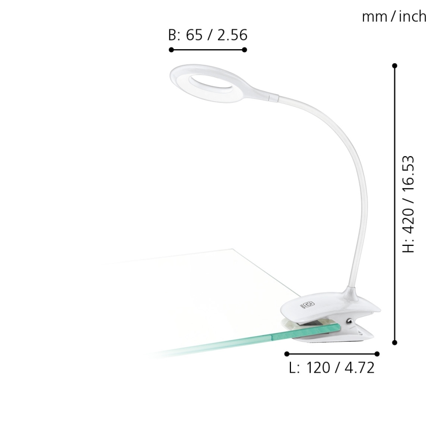 Eglo - LED lampe med klemme dæmpbar 1xLED/3W/230V 500mAh hvid