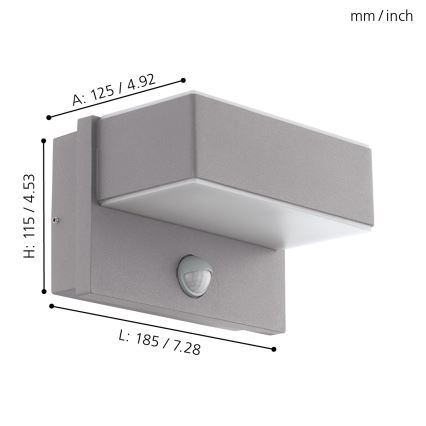 Eglo - Udendørs LED væglampe med sensor 2xLED/5,6W/230V IP44