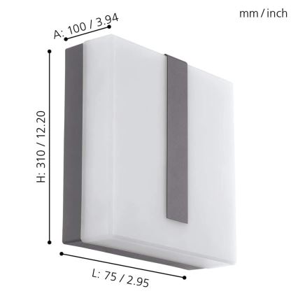 Eglo - LED udendørslampe dæmpbar TORAZZA-C LED/14W/230V IP44