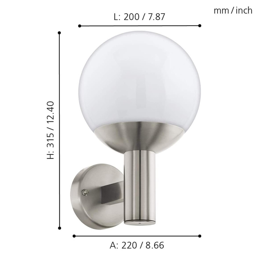 Eglo - Udendørs LED væglampe NISIA-C 1xE27/9W/230V IP44