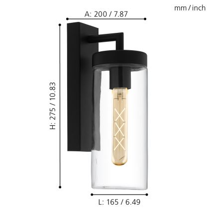 Eglo 97261 - Udendørs væglys BOVOLONE 1xE27/60W/230V IP44