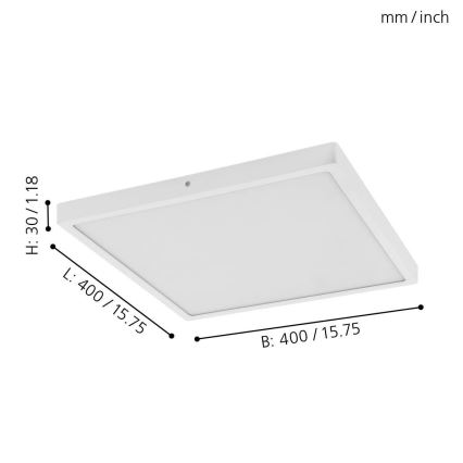 Eglo - LED loftsbelysning 1xLED/25W/230V hvid kantet 2500 lm