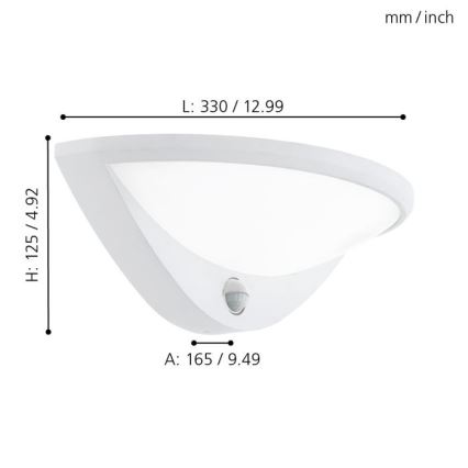 Eglo - Udendørs LED væglampe med sensor 1xLED/9,3W/230V IP44