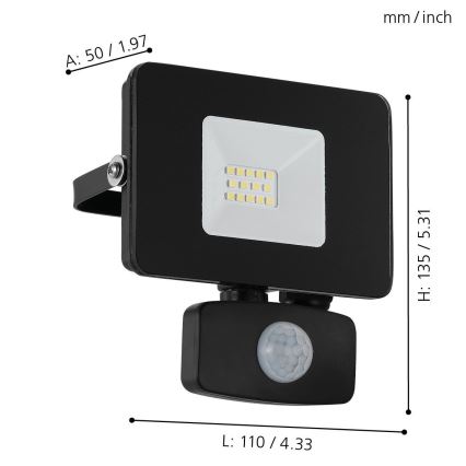 Eglo - LED projektør med sensor LED/10W/230V IP44