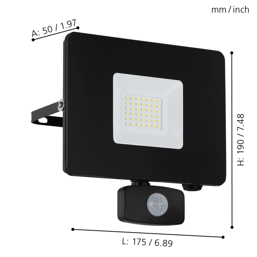 Eglo - LED projektør med sensor LED/30W/230V IP44