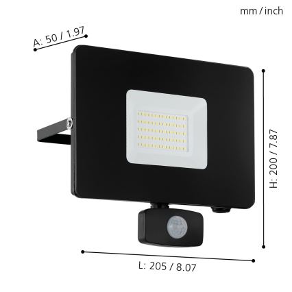 Eglo - LED projektør med sensor LED/50W/230V IP44