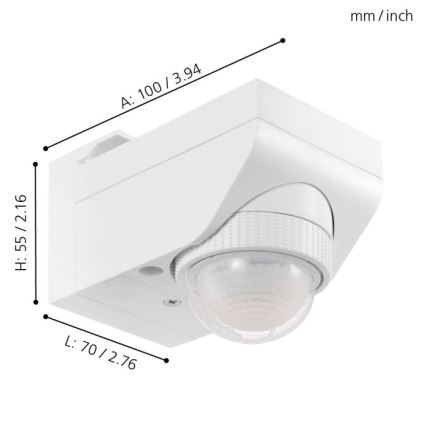 Eglo 97466 - Udendørs bevægelses- og skumringssensor DETECT ME 4 12 m hvid IP44