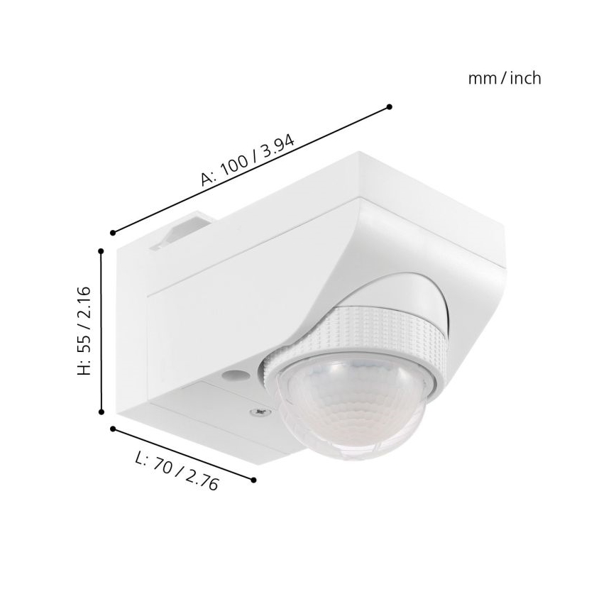 Eglo 97466 - Udendørs bevægelses- og skumringssensor DETECT ME 4 12 m hvid IP44