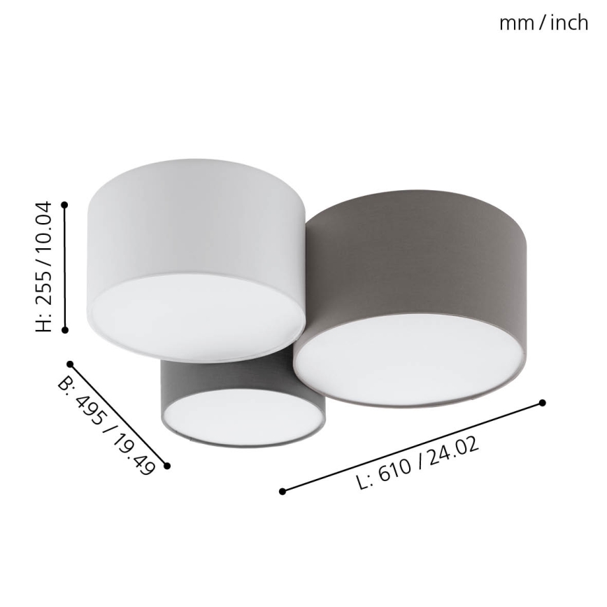 Eglo - Loftlampe 3xE27/60W/230V