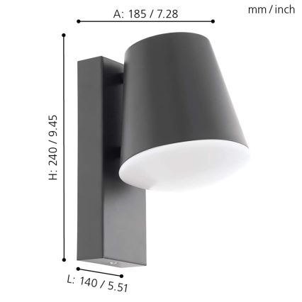 Eglo 97482 - Dæmpbar LED udendørs væglampe CALDIERO-C 1xE27/9W/230V IP44